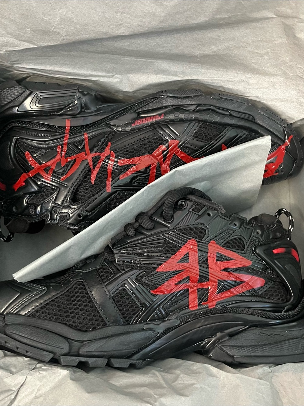 Balenciaga Red Graffiti Sneakers - Picture 3 of 12